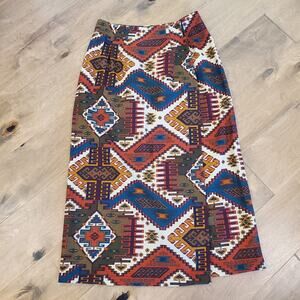 VTG RUFF HEWN Skirt SIZE 12 Cotton Twill Aztec Tribal Southwest Wrap Maxi LN